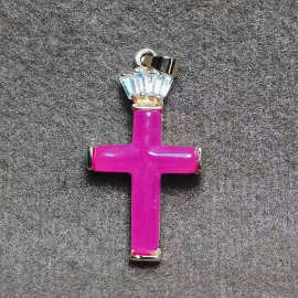 优化舒俱来吊坠批发 舒俱来玉石粉紫色十字架项坠玉石项链女直播
