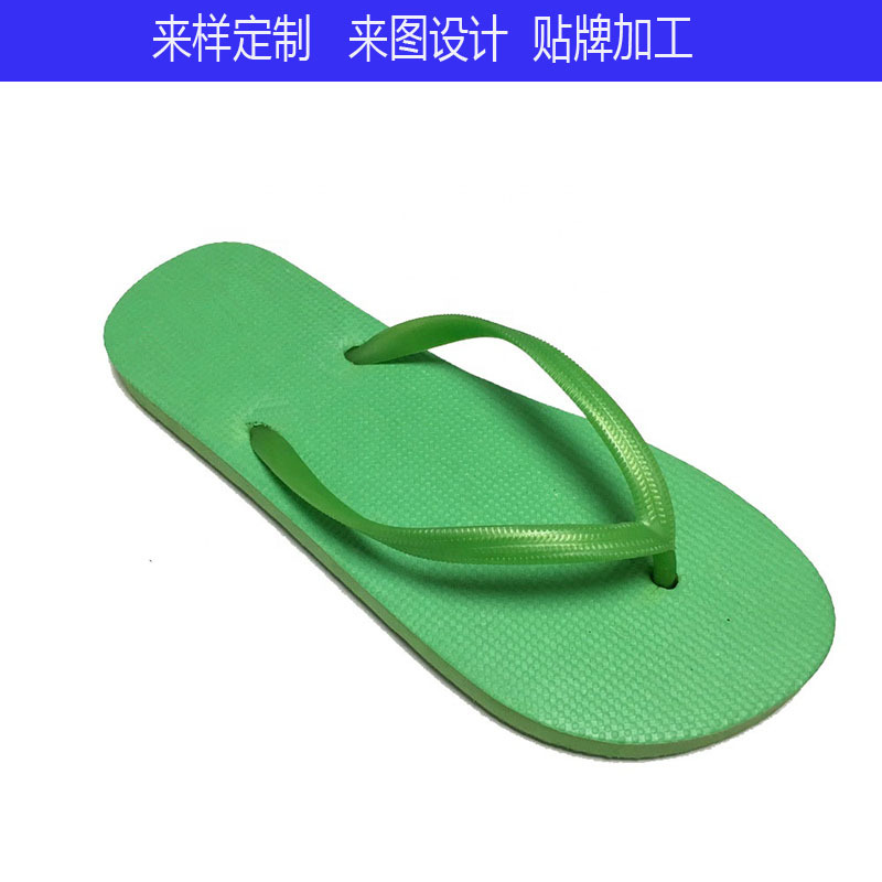 foreign trade export printed logo pattern pure green sparkling style pe flip-flop flat beach adult women‘s slippers