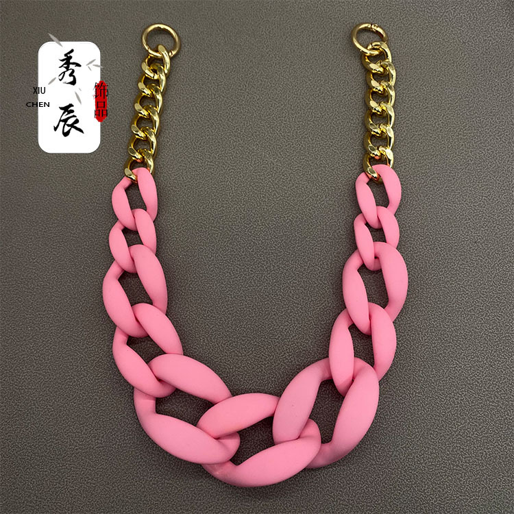 European and American Exaggerated Women's Shoulder Portable Rubber Frosted Resin Acrylic Mixed Jin Dazhong Small Chain Bag Belt Accessories