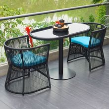 阳台小桌椅藤椅茶桌椅组合庭院露台休闲小茶几花园创意藤编桌椅