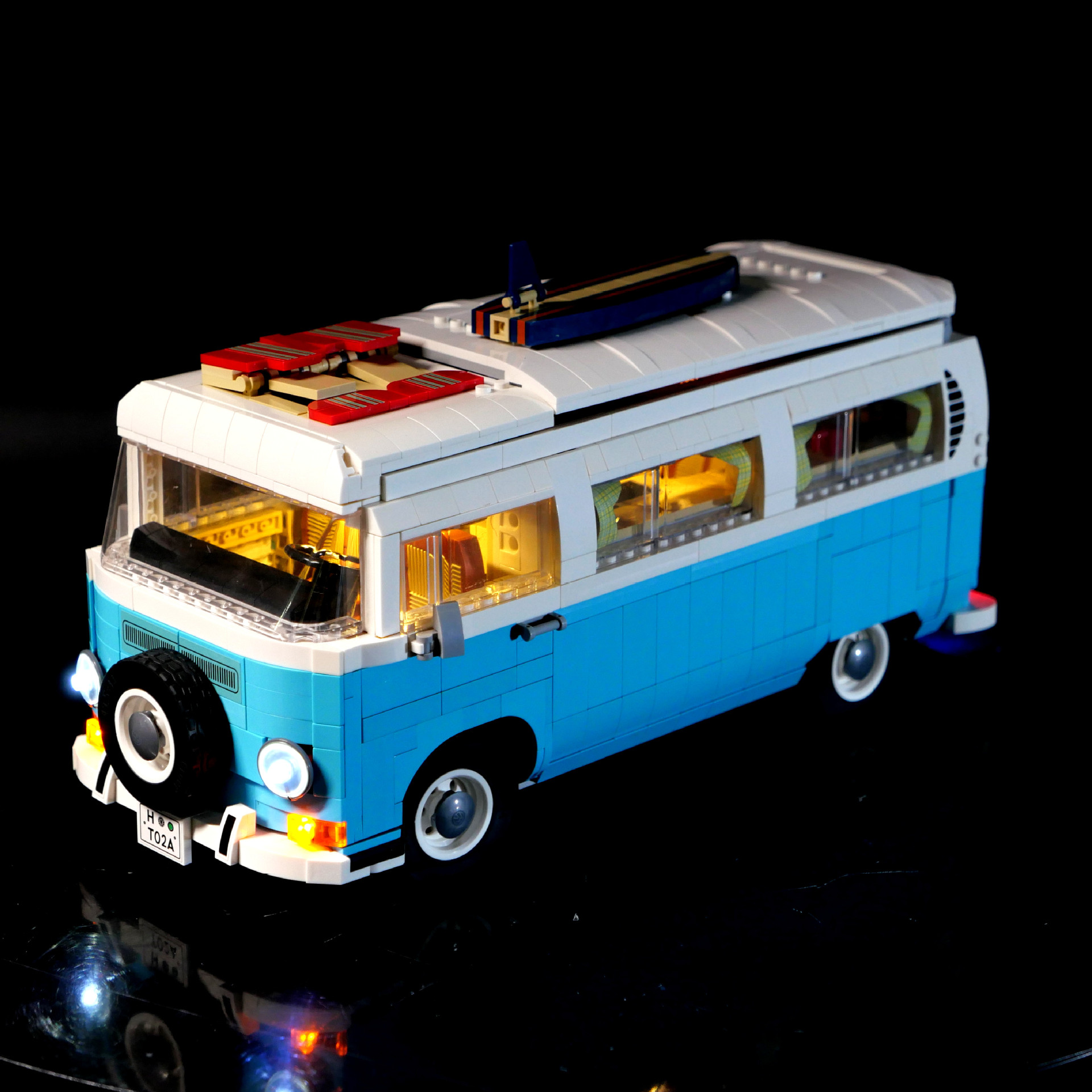 81002大众t2野营露营车房车汽车模型拼装男孩子兼容乐高积木玩具