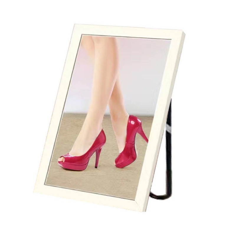 Shoe Test Mirror Photo Shoe Shop with Mirror Shoe Cabinet Shoes Changing Aluminum Alloy Mirror Solid Wooden Frame Floor Simple European Full-Length Mirror Order