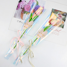 母亲节幻彩单支袋玫瑰花包装三角袋康乃馨花束包装材料花店用品