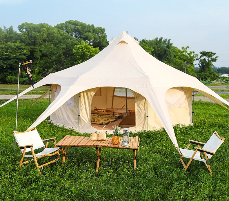 网红露营马戏团帐篷户外防风防雨大型蒙古包帐篷野营棉布营地帐篷