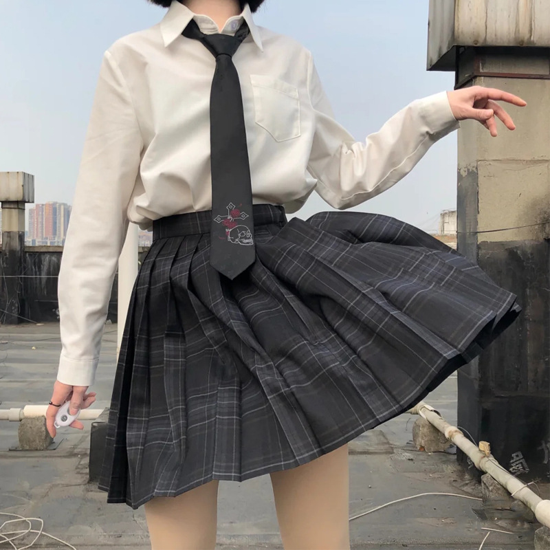 碳灰|黑格jk中牌制服馆旗舰店日系jk制服格裙百褶裙学生黑格裙