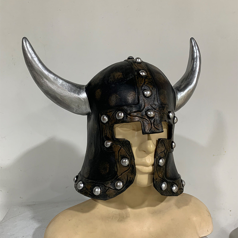 2024万圣节乳胶武士军队士兵面具铠甲头盔古罗马维京人头套道具