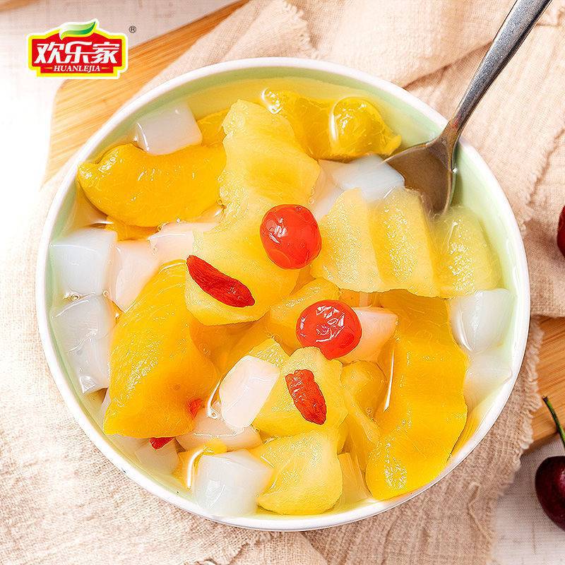 欢乐家杂果罐头256g*6罐热带混合水果罐头黄桃椰果橘子樱桃整箱