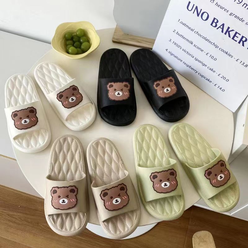 Bear Slippers Women's Home Wear Cute Simple Non-Slip Deodorant Shit Feeling Hot Sandals Men One Piece Dropshipping