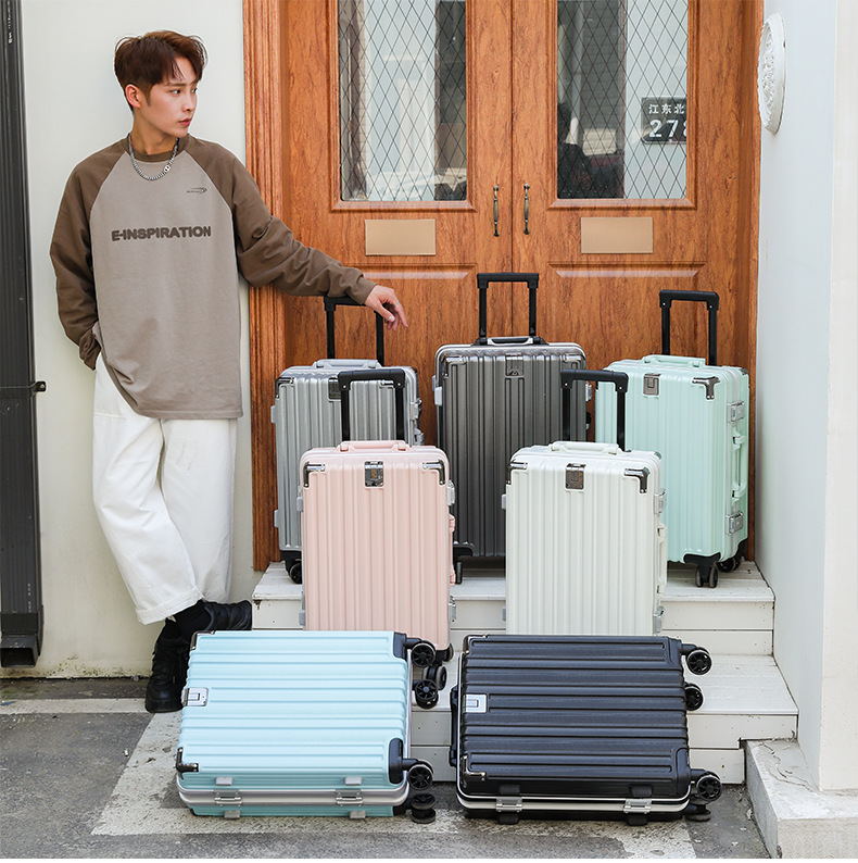 24-Inch Mute Universal Wheel Luggage Trolley Case Wholesale New Fashion Trendy Simple Aluminum Frame Suitcase Candy Color