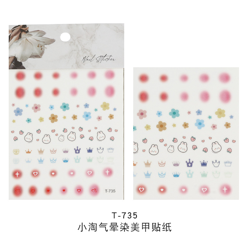 Nail Stickers Wholesale Korean Blooming Stickers Nail Flower Girlish Fresh Nail Stereo Nails Decals