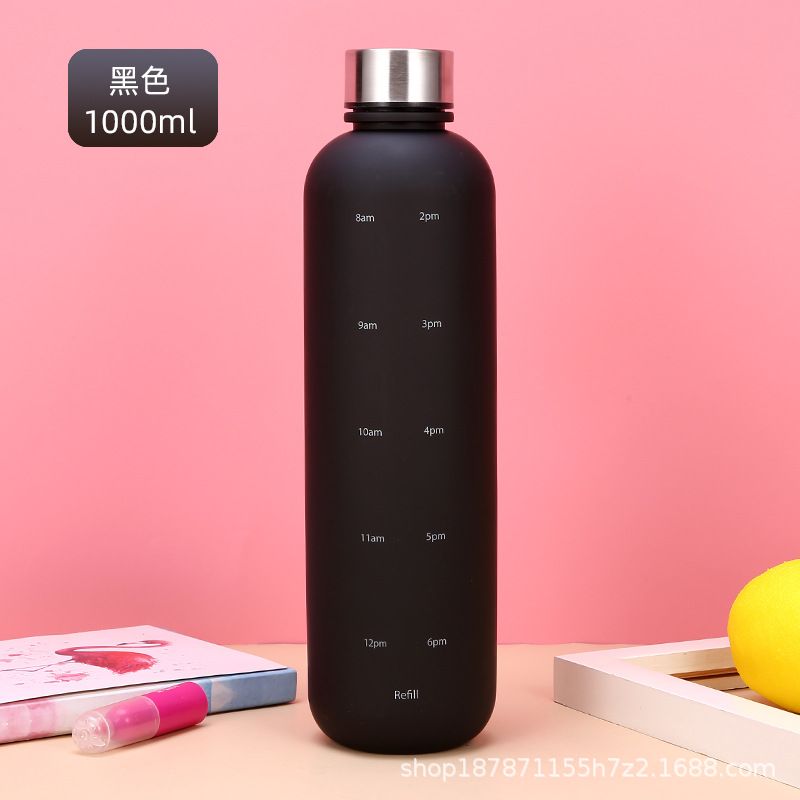 1000ml Gradient Color Sports Bottle Large Capacity Matte Water Cup Stainless Steel Cover Plastic Cup Outdoor Sports Bottle