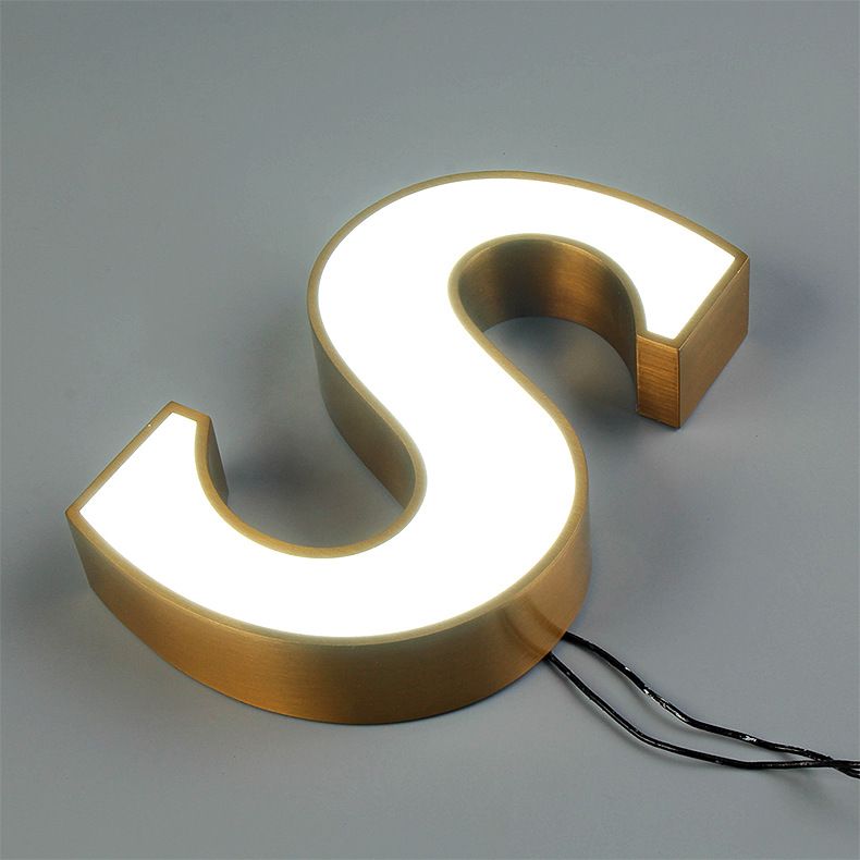 不锈钢灯箱背发光字迷你字钛金字树脂字led门头定 制logo广告招牌