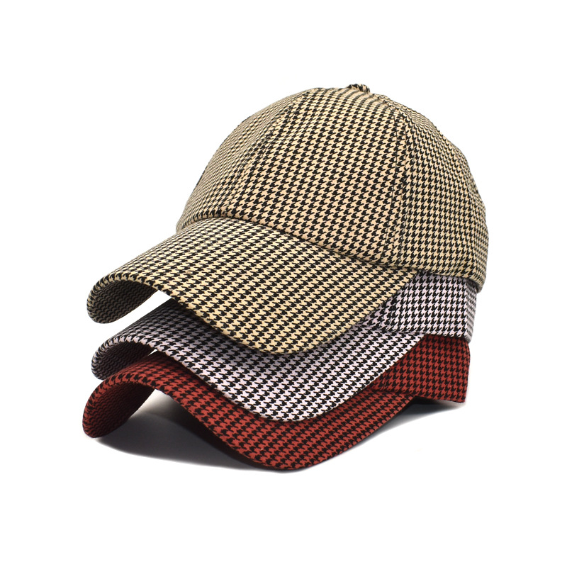 Foreign Trade Ladies New Plaid Printed Baseball Cap Female Korean Style Outdoor Travel Warm Hat Sun-Poof Peaked Cap Tide