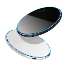 镜面15W圆形无线充电器桌面低温无线充适用于iPhone8-15全系手机