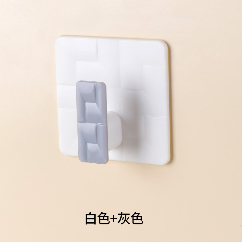 Contrast Color Hook Square Non-Marking Strong Sticky Hook Kitchen Storage Hook Nail-Free Bathroom Sticky Hook behind the Door Hanging Coat Hook