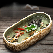 古法养鱼缸生态造景碗莲陶瓷盆家用阳台小鱼池小型装饰仿石头鱼缸