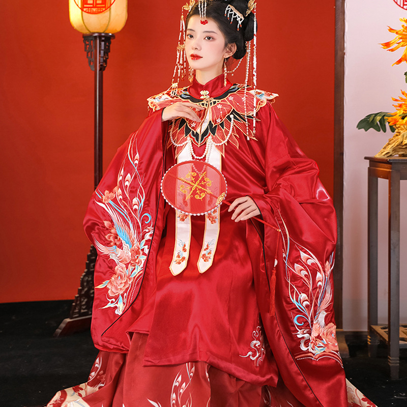 明制婚服凤冠霞帔新娘结婚汉服花嫁情侣套装男女款中国风中式嫁衣