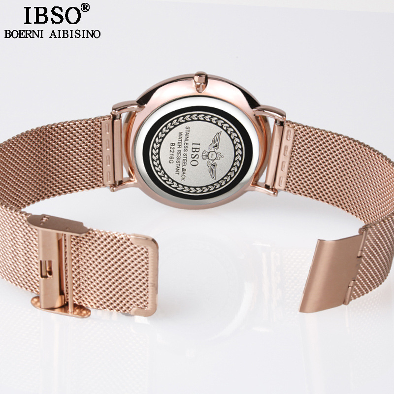 Ibso Ultra-Thin Casual Mesh Strap Women's Watch Classic Simple Casual Waterproof Quartz Factory Direct Sales Spot