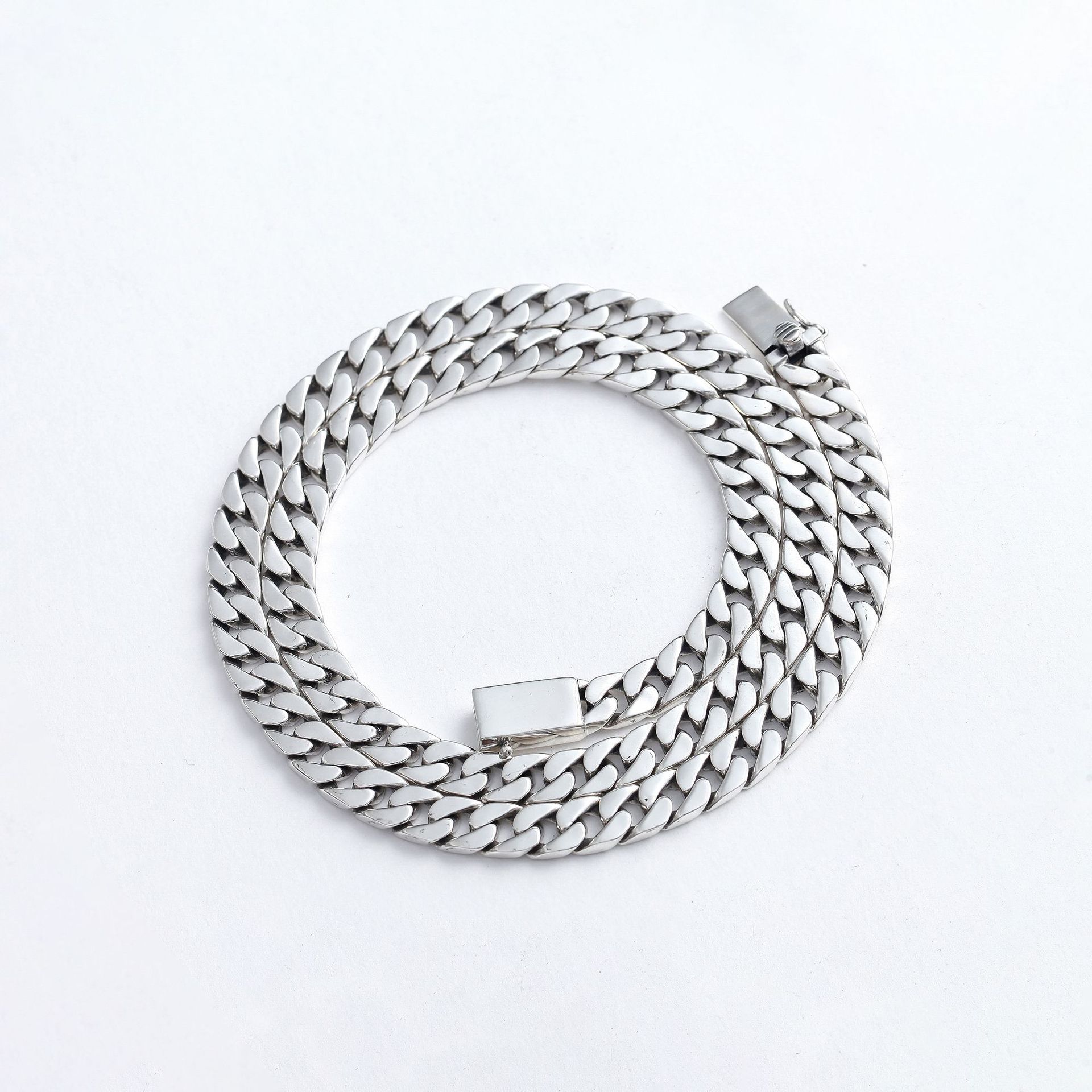 梅陇银饰工厂s925纯银男士项链男女款古巴链嘻哈复古泰银项链批发