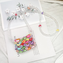 儿童彩色爱心串珠包可爱手工编织珍珠手提斜跨包网红珠子包包