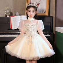 儿童高端礼服夏公主裙女童蓬蓬纱花童婚礼中大童主持人钢琴演出服
