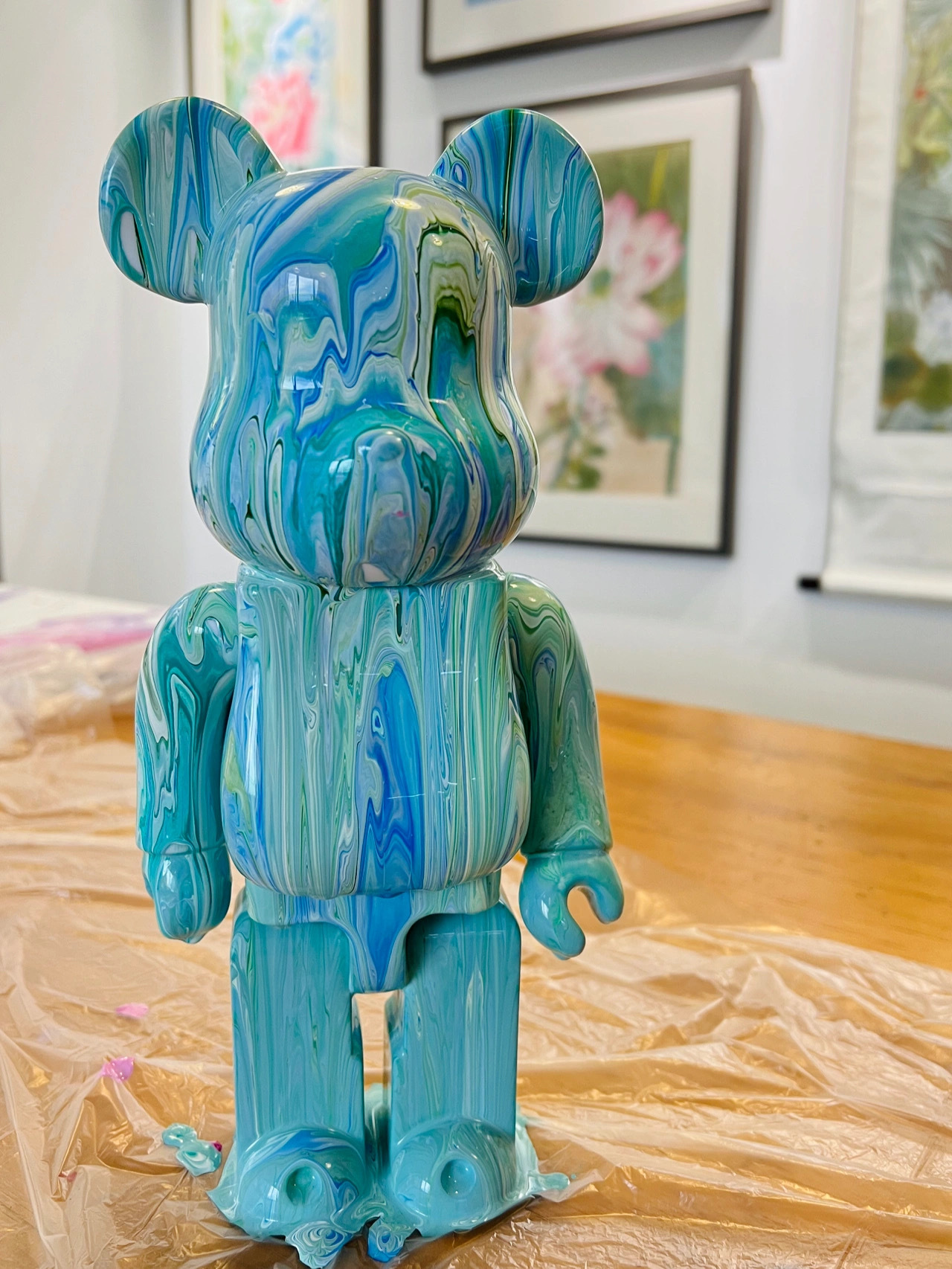 网红创意diy流体积木熊白坯大号 潮流公仔手办模型摆件白胚玩具