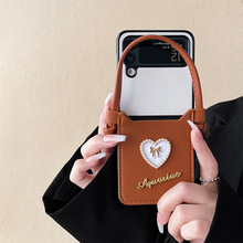 手提零钱包卡包手机壳适用三星zflip4翻盖式可折叠轻奢风女款硅胶
