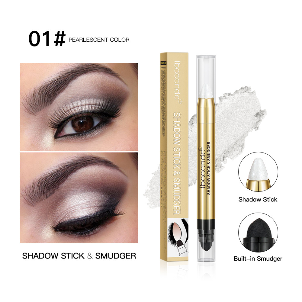 Ibcccndc Pearlescent Eye Shadow Stick with Brush Head High Light Earth Eyeliner Pen One Touch Molding Double-Headed Smudger Eye Shadow Stick