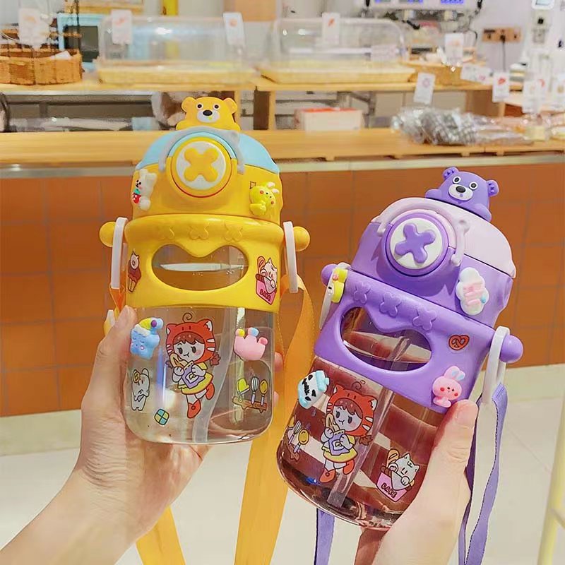 2023 Good-looking Little Monster Cartoon Drinking Cup Cup with Straw Children Portable Large Capacity Handy Cup Wholesale