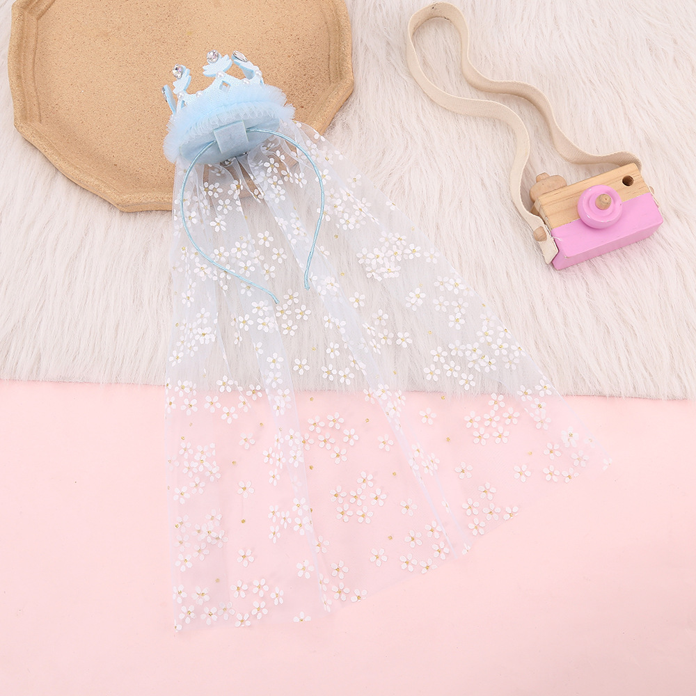 Children's Ice and Snow Veil Crown Hair Clasp Korean Cute Girl Princess Hair Accessories Little Girl Does Not Hurt Hair Accessories