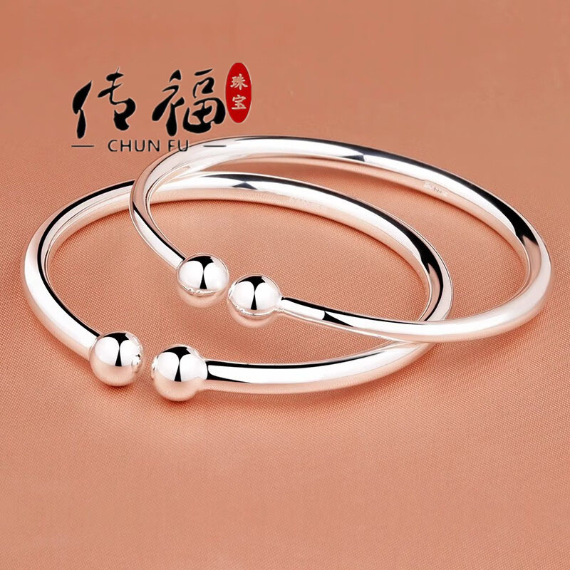 足银银制品 999对珠银手镯蒜头手镯简约时尚母亲节礼物送妈妈代发