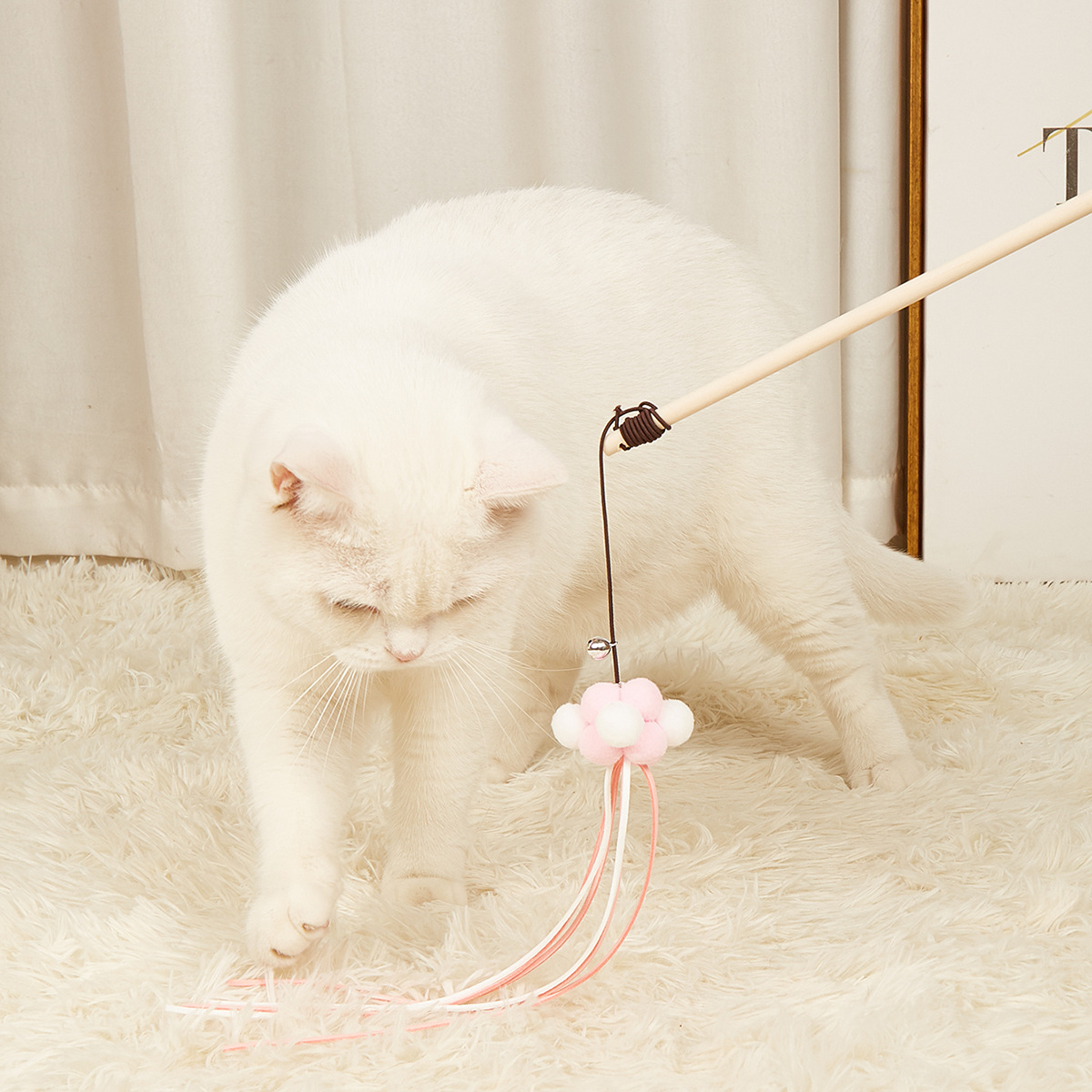 Pet Supplies New Fairy Cat Teaser Vocal Artifact Cat Teaser Toy Long Brush Holder Tassel Cat Teaser