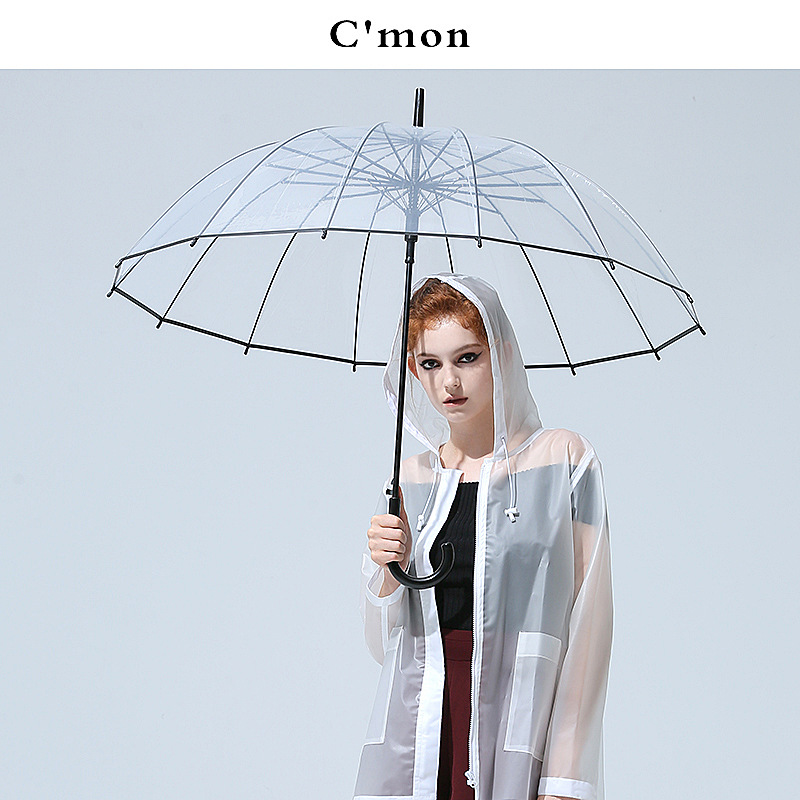 工厂cmon加厚透明雨伞女日系小清新个性学生创意男晴雨伞长柄双人