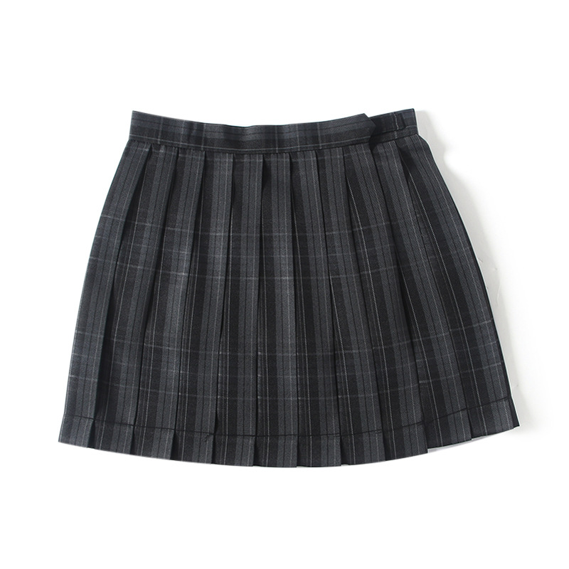 日系学院高腰格子碳&灰格裙jk制服裙半身裙百褶裙校服-阿里巴巴