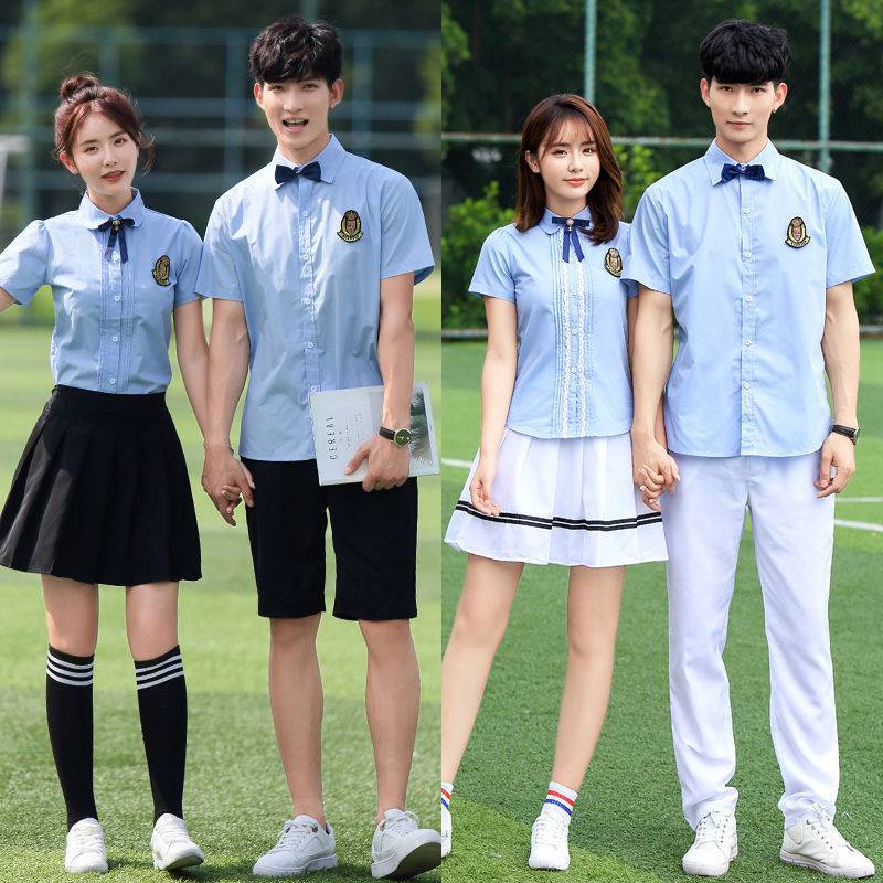 韩版校服套装女学生装春夏季短袖学院风初中生两件套英伦风运动服