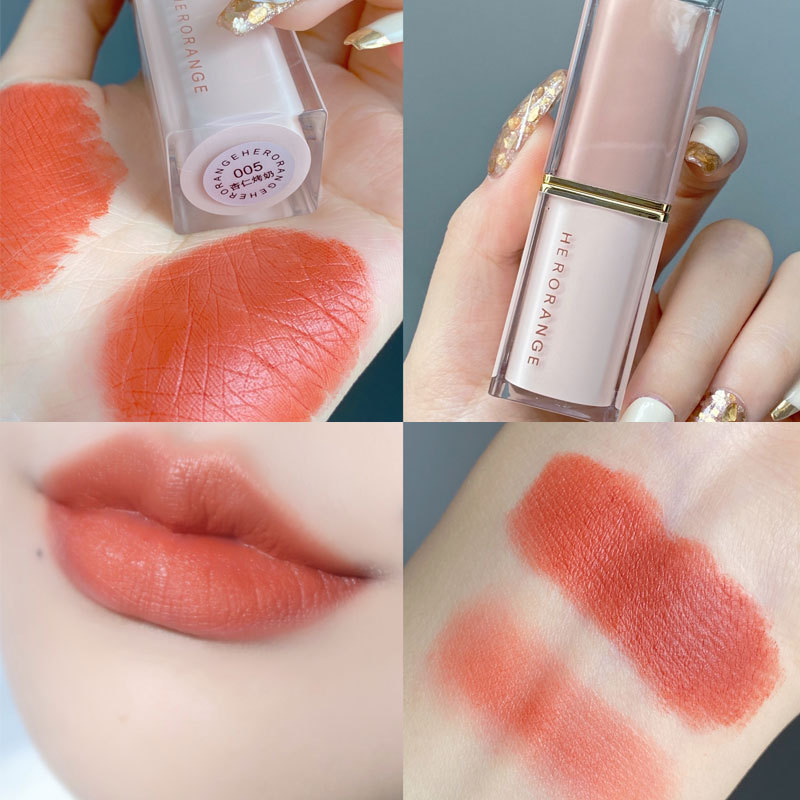 Herorange Crystal Square Tube Lipstick Female Non-Fading No Stain on Cup Student Cheap Daily Plain White Lipstick