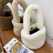韩国新款羊羔毛包包 冬季2022ins小众手提可爱毛绒手拎包水桶包女