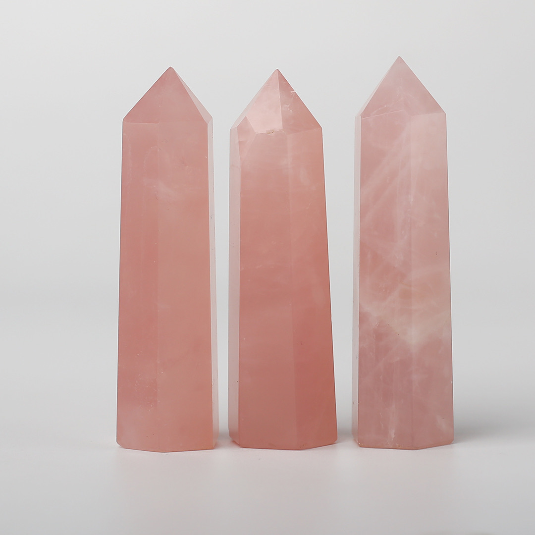 厂家批发 水晶柱 粉色水晶六棱柱 单尖七星摆件水晶灯装饰