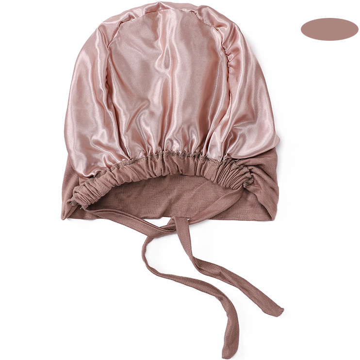 New Modal Satin Lining Elastic Elastic Lace-up Bottoming Hood String Veil Solid Color Scarf Adjustable