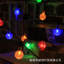 LED太阳能露营装饰灯水晶透明气泡球灯串户外防水庭院花园装饰灯