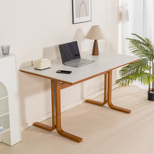 北欧复古实木岩板餐桌 ins家用小户型设计师中古桌子长方形餐桌椅