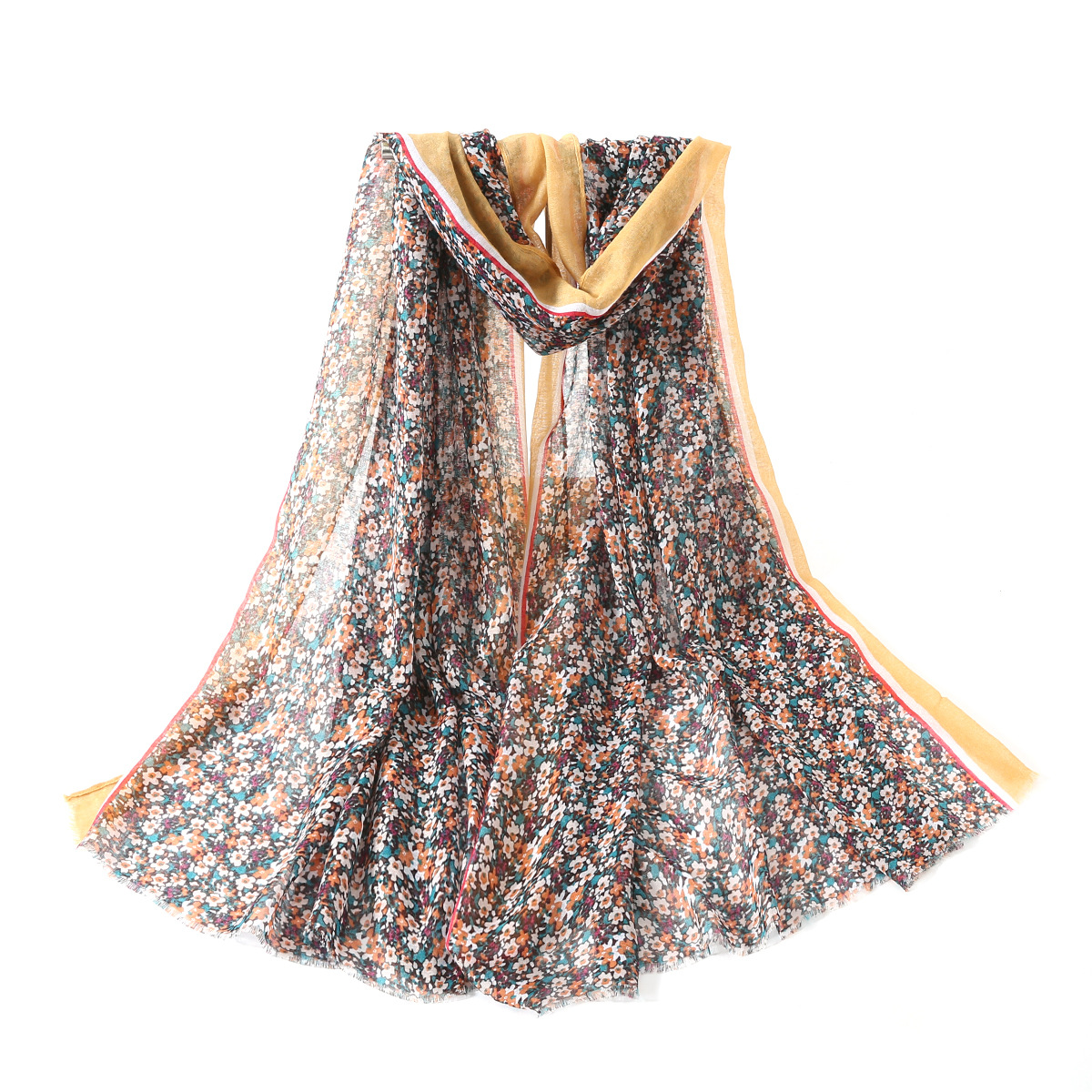 One-Piece Delivery New Export European and American Fashion Classic Printed Floral Cotton and Linen Scarf Shawl Factory Wholesale