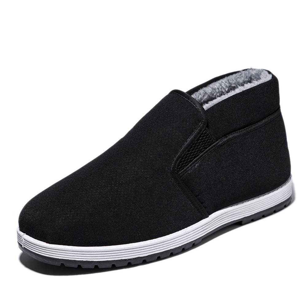 Old Beijing Cloth Shoes Winter Comfortable Warm Cotton Shoes Fleece-lined Thick Slip-on Lazy Shoes Daddy's Shoes for Middle-Aged and Elderly People