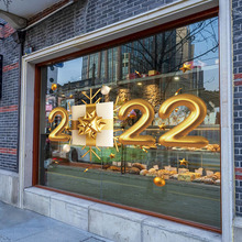 3OBR2022虎年橱窗贴珠宝店酒店大型卖场新年圣诞装饰窗花无胶静电
