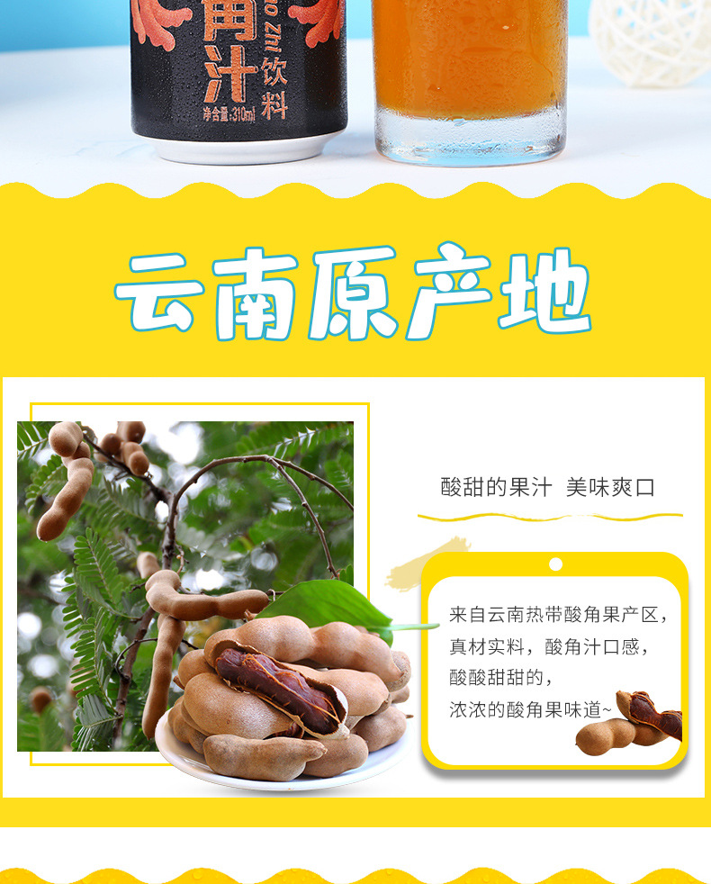 瑞丽江酸角汁云南特产果汁饮料夏季饮品310mlx24罐装果汁整箱批发