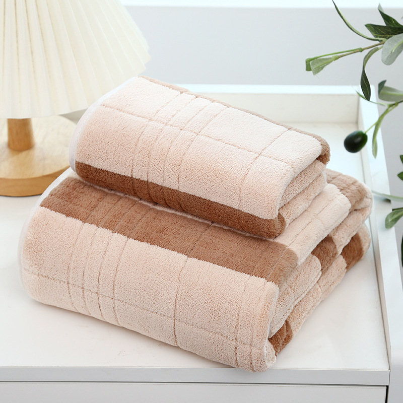 Towel Warp Knitted Coral Fleece Towels Japanese Waffle Adult Covers Light and Easy to Dry Absorbent Covers