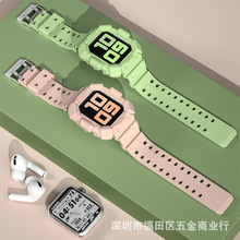 适用于苹果iwatch7一体硅胶卡西欧表带SE/58代电子风创意一体腕带