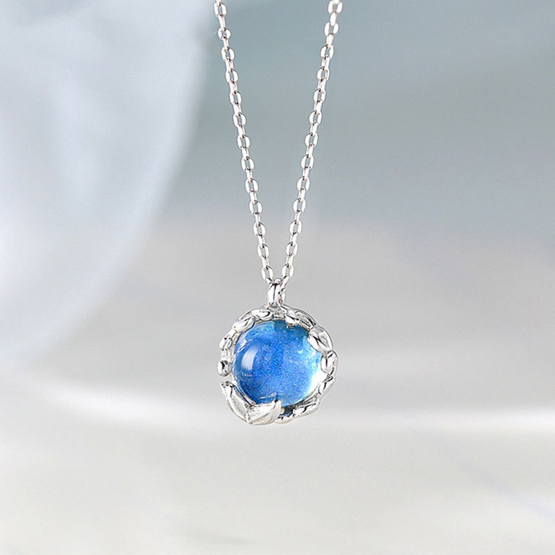 925银海蓝宝鱼尾月光石项链女小众设计时尚轻奢气质精致ins锁骨链