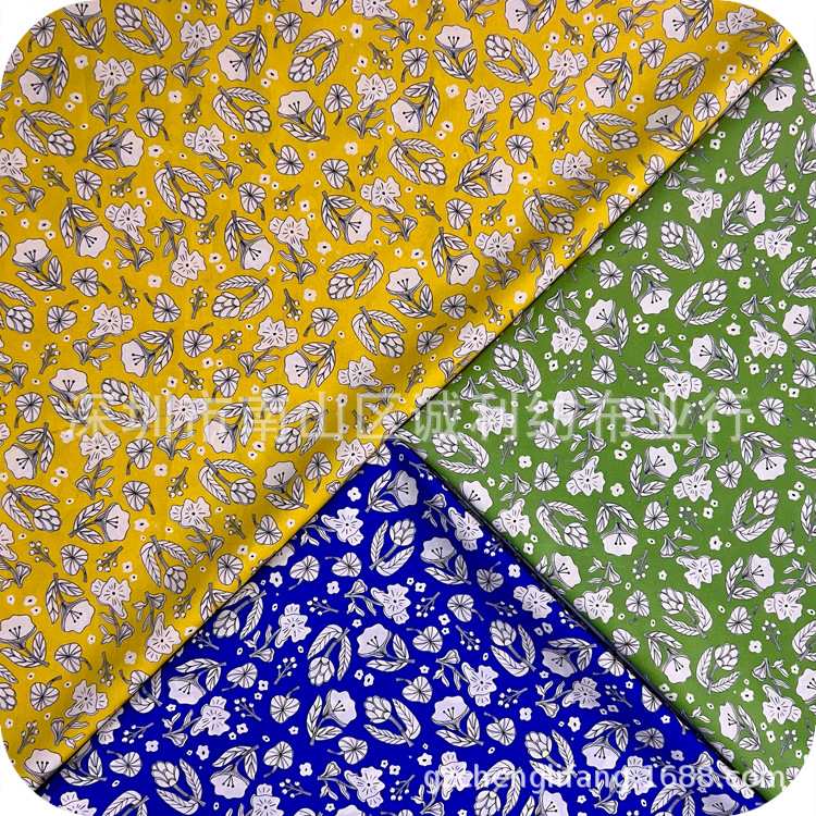 复古白色小花连衣裙布棉布60支仿天丝数码印花面料鞋才装饰布批发