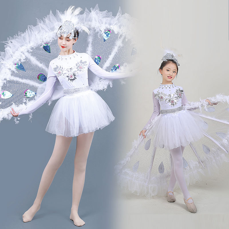 第十届小荷风采儿童演出服孔雀舞开场舞六一小白翎傣族舞蹈服装女
